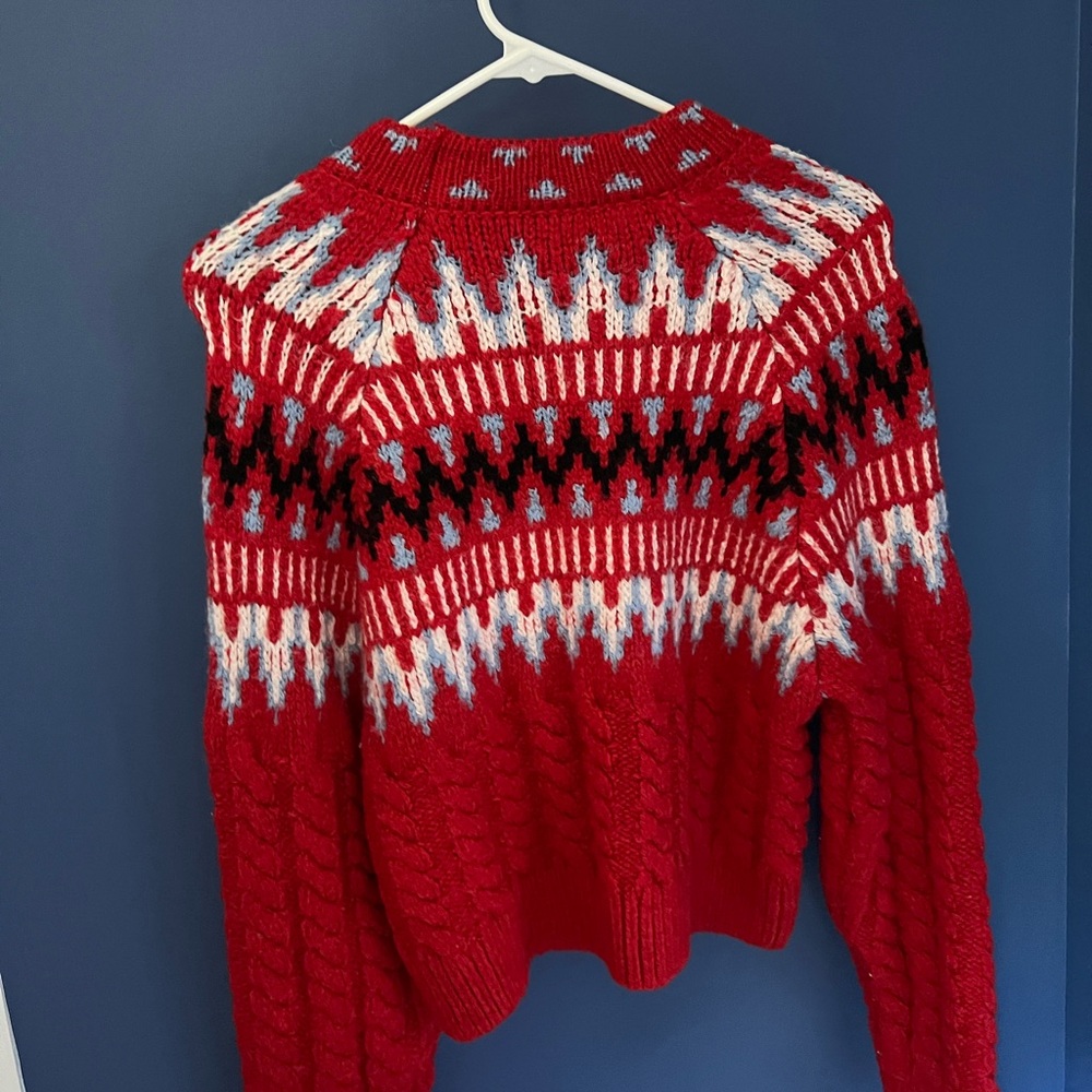 Red vintage inspired Ski Cable Knit Sweater